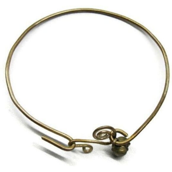 Jingle Bell Ring Hooked Thin Bangle Sterling Silver 925 Charm Vintage Bracelet - Picture 4 of 12